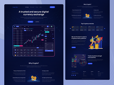 Cryptocurrency Exchange Website binance bitcoin blockchain crypto crypto art crypto wallet crypto website cryptocurrency etherium exchange finance homepage landing page money money exchange token ui design wallet web webdesign