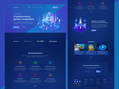 Crypto Landing Page. bitcoin coin crypto crypto website design ethereum exchange finace finance hmo homepage investment money money exchange token ui user interface wallet web website