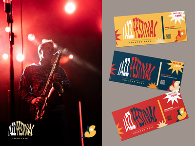 Jazz Festival Tickets with Photo Layout branding branding and identity brandingconcept brandingdesigner design festivals illustration logo minimal packagingdesign productdesign vector