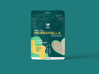 Last Shot of the Mozzarella Shreds Packaging branding design brandingandidentity brandingconcept foodpackaging logodesign minimal packagingdesign packagingdesigner turquoise vegan vegan food veganism