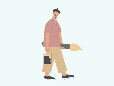 Man artist-painter 🎨🖌 artist brush design flat illustration man painter vector