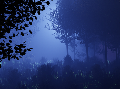 Foggy Forest at Night - Ghouya 3d 3d model blender design model