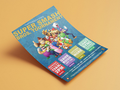 Super Smash Bros Tournament advertisement advertisement design donkeykong flyer luigi mario nintendo pikachu ssb super smash bros tournament video game