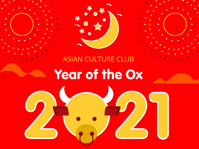 Lunar New Year 2021 advertisment asian chinese chinese new year graphic arts illustration lunar new year ox red yellow