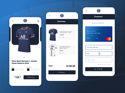 Paris Saint-Germain E-commerce - Daily UI #002 cart checkout daily002 daily100 dailyui design designxd illustration interface paris pay psg summary ui ux value