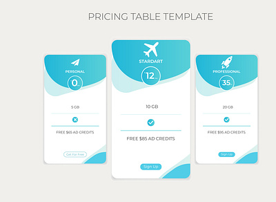 Web Price Table Ui interface website button