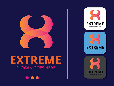 Extreme logo design Global portfolio app branding design flat illustration logo logo design logo extream logo extream logodesign minimal typography web