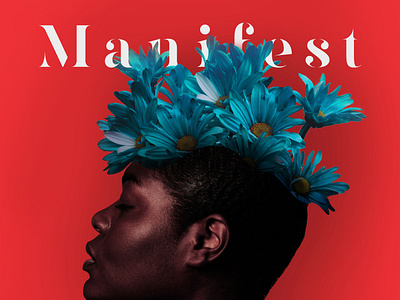 Manifest art black woman flowers graphic design head manifest red red background woman