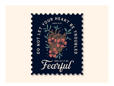 Do Not Let Your Heart Be Trouble bible christian heart john poster poster art poster design stamp typogaphy verses