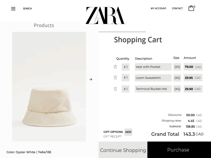 Redesign Zara Shopping Cart Page by Shreya Patel on Dribbble