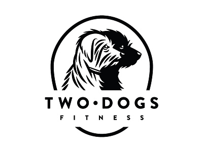 Two Dogs BW black white dogs fitness icon illustration logo type