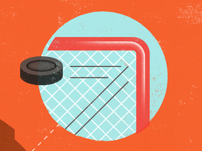 Ding hockey illustration net post poster
