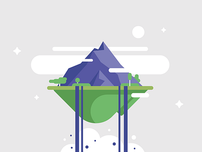 Find your Shangri-La 2d illustration flat design floating island mountain vector art
