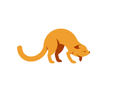 Crawling 2d illustration cat character design fox icon logo