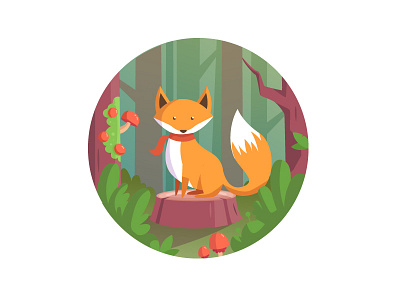 Foxy 2d illustration character design forest fox