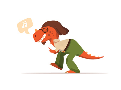 Stayin' Alive 2d illustration character design dinosaur disco stayin alive