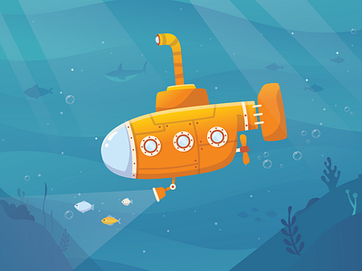 Submarine 2d illustration exploration fireart fireart studio sea submarine