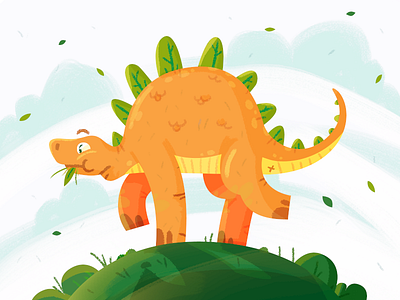Dino 2d illustration character dinosaur fireart fireart studio grass