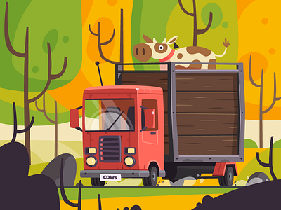 Truck car cow fireart fireart studio forest journey truck