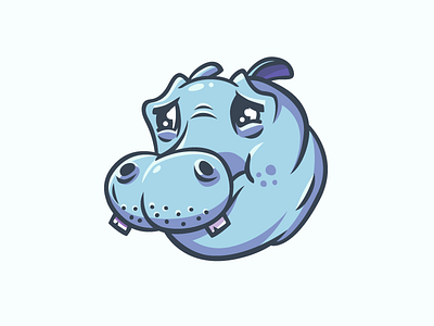 Sad Hippo 2d illustration character design hippo sad sticker