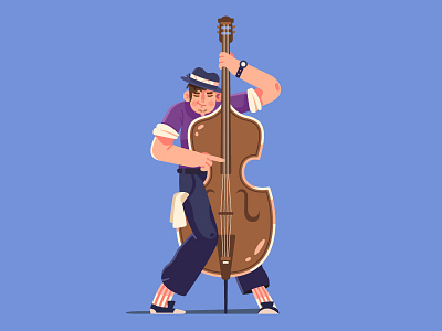 Double Bass 2d illustration character design double bass jazz music musician