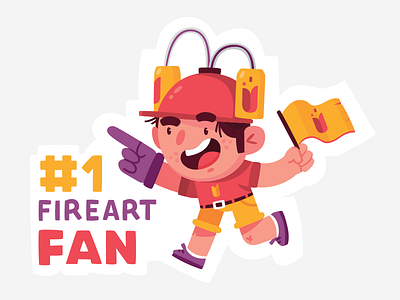 Fireart Fan character design fan fireart studio sticker