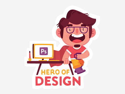 Hero Of Design character design fireart studio hero sticker