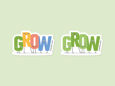 Grow Stickers 2 branding character character design green grow illustration stickers swag type vector