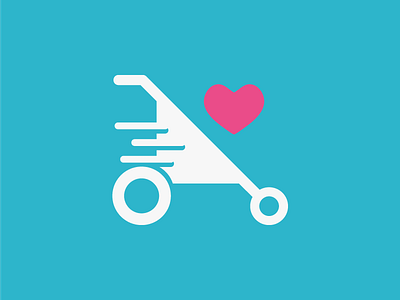 Stroller Rollers Icon baby blue branding fitness heart icon identity love pink rollers stroller wheels