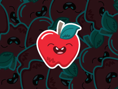 Happy Apple apple cartoon character eat food fruit green illustration red snack
