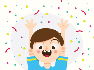 Happy Boy blue boy cartoon children colorful confetti happy illustration kid party