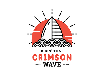 Crimson Wave crimson deisgn halftone icon illustration sun sunset surf surf board tropical vector wave