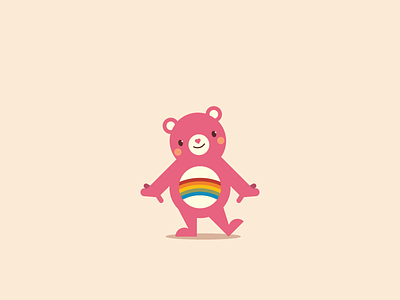 CareBears - Cheer Bear animals bear care bear character design cheer fan art illustration pink rainbow
