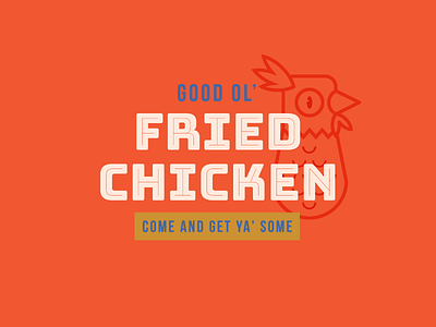 Fried Chicken animals bird chicken food icon illustration logo red type vector