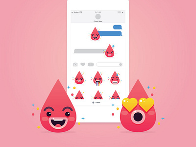 Period Emojis - Revised blood cartoon character character design cute design illustration period pink red stickers vector