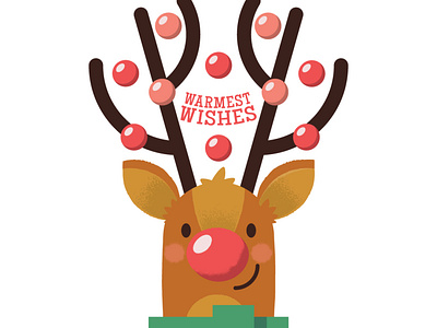 WIP - Xmas Greeting Card cartoon character character design christmas deer design holiday illustration pink red reindeer rudolph vector