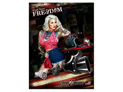 Find Your Freedom - Velocity Stack Air Cleaner americana bold custom freedom harley harley davidson motorcycle parts print ad sexy tattoo velocity stack