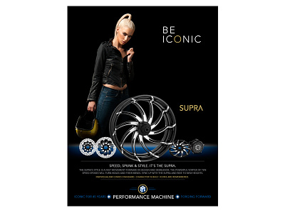 BE ICONIC - Supra custom fashion harley-davidson icon luxury motorcycle parts print ad sexy wheels