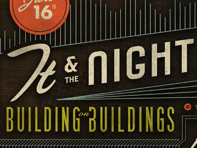 High Noon Saloon Gig poster building on buildings pidge anther texture tt the night owls typography