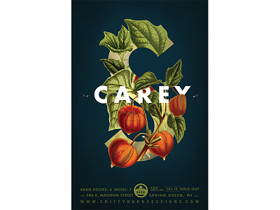 S. Carey - Shitty Barn Session Gig poster botanicals design gig poster music poster shitty barn typography wisconsin
