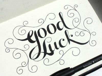 Good Luck handwriting lettering logo script