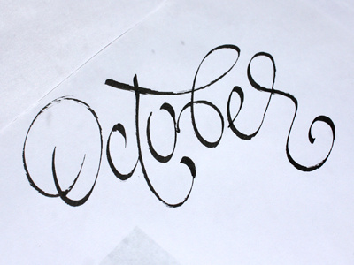 October calligraphy handwriting lettering script typography