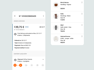 Orders Overview android ecommerce fashion retailer ui user interface design ux