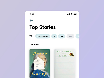 Top Stories Screen app books ebooks learning stories ui ux