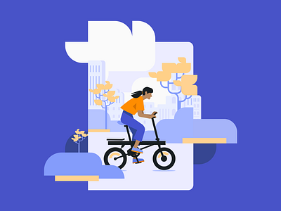 Bike Illustration alegra android bike biking city drive flat illustration illustration ios mobility onboarding ride ui urban vector woman
