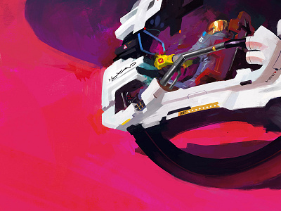 monowheel illustration longiy monowheel motorbike pink sci fi