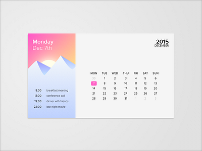 Calendar agenda app calendar dailyui freebie sky weather