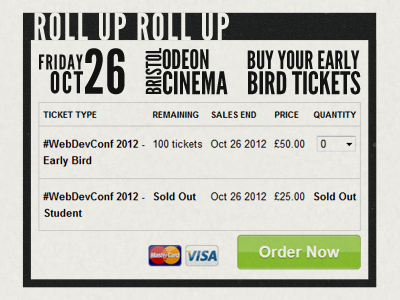 #WebDevConf 2012 Site Design - Tickets