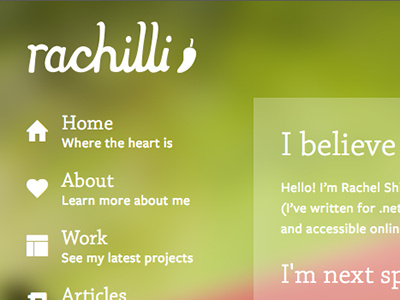 New Rachilli Website blurred icons photography rachilli typography web design