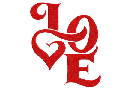 Word "Love" with Fancy Letters and Heart Embroidery Design cute art design embroidery embroidery design fancy fancy lettering heart lettermark love word